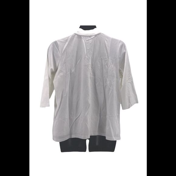 Denim & Co. Essentials Open Front Cardigan & Tank Set White - Regular - Picture 2 of 3